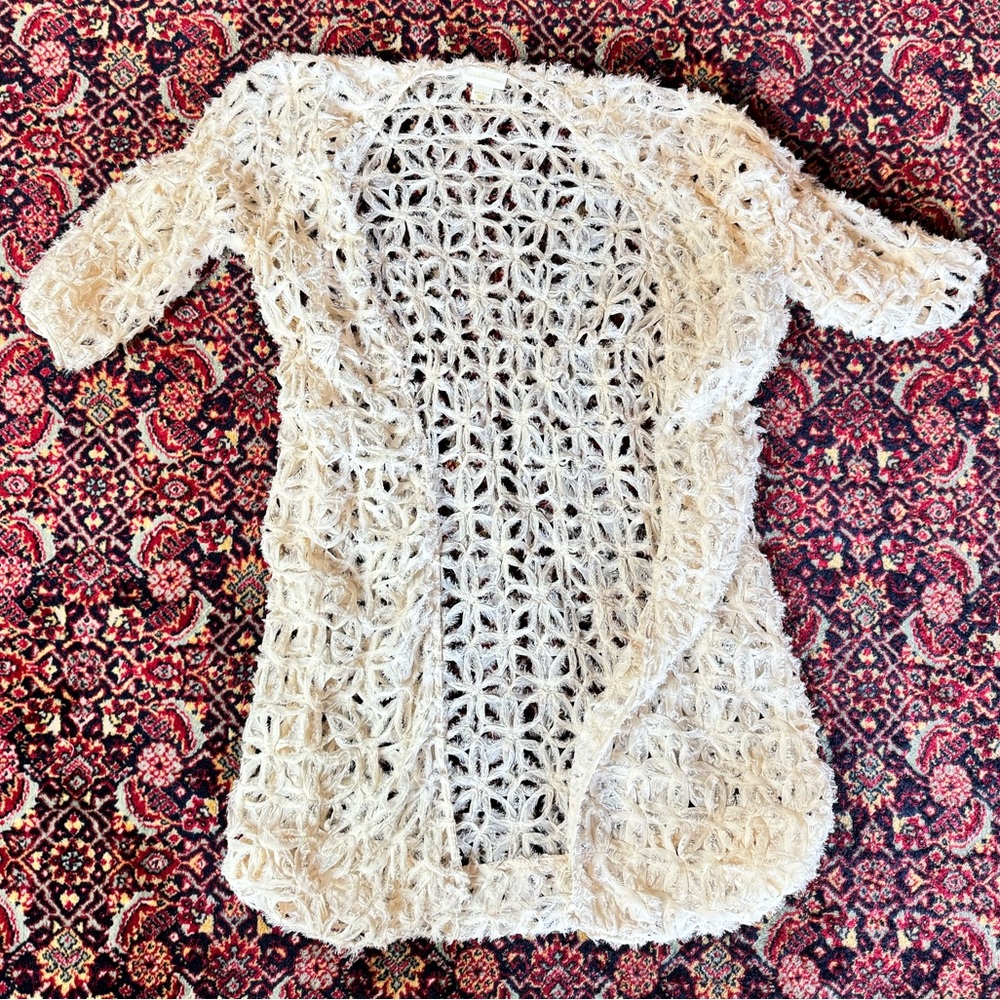 Anthropologie Ivory Textured Knit Cardigan